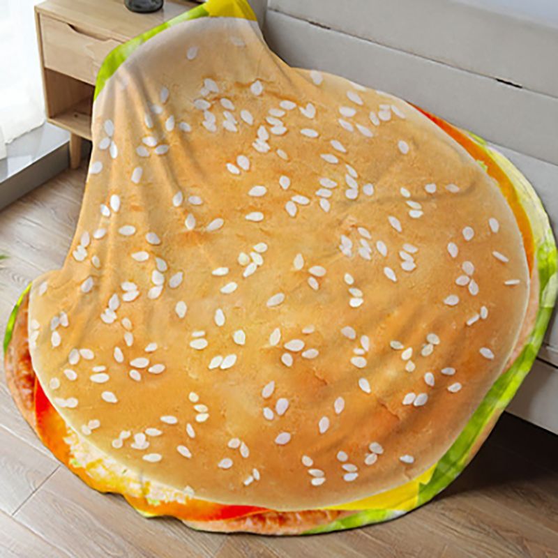 Funny Food Blanket – 280GSM Flannel Burrito, Pizza & Tortilla Round Throw Blanket