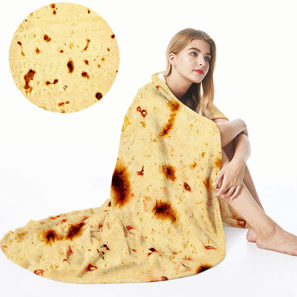 Funny Food Blanket – 280GSM Flannel Burrito, Pizza & Tortilla Round Throw Blanket