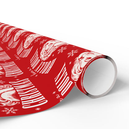 Holly Dolly Christmas Vintage Portrait Wrapping Paper | Red Christmas Holiday Gift Wrap Roll