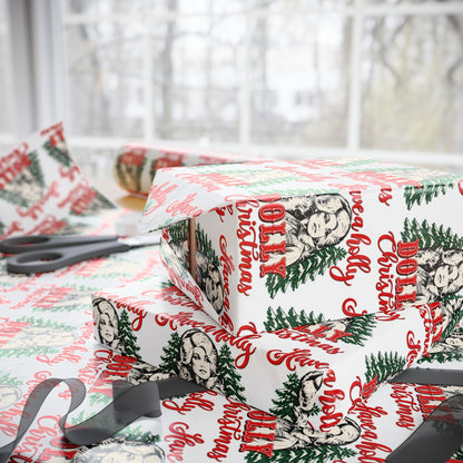 Have A Holly Dolly Christmas Snowy Pines Wrapping Paper