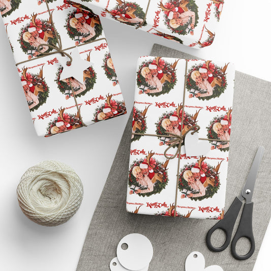 Santa Wreath Pattern Wrapping Paper | Holiday Christmas Gift Wrap Roll