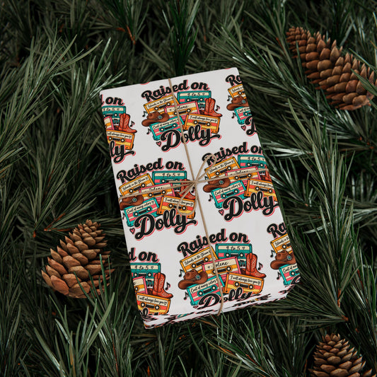 Raised On Dolly Retro Country Christmas Wrapping Paper