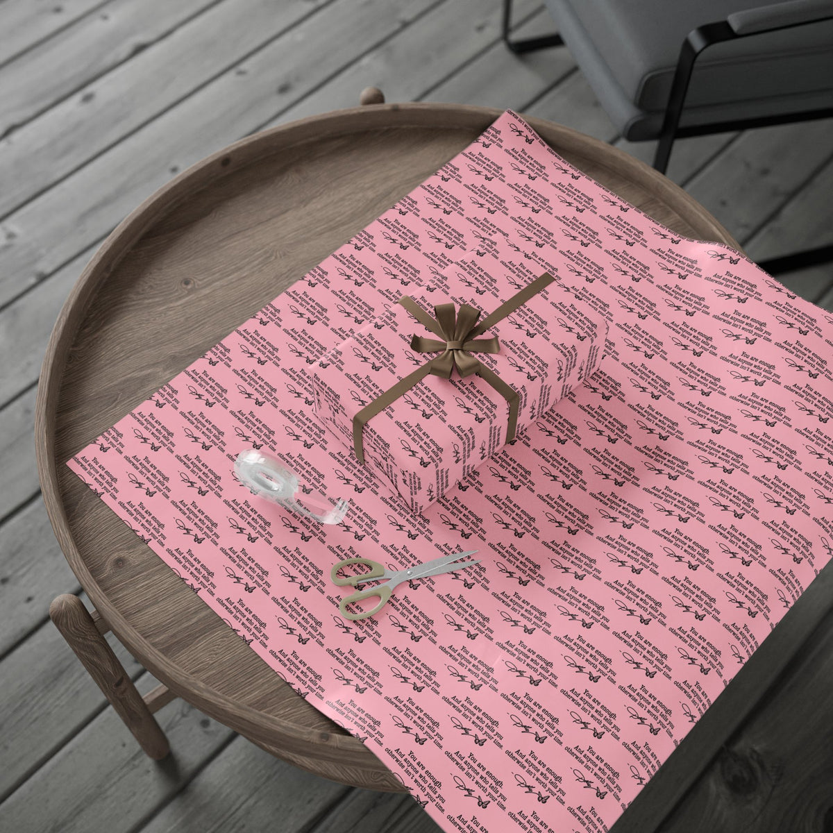 You are enough Have A Holly Dolly Christmas Country Music Wrapping Paper  | Pink Typography Gift Wrap
