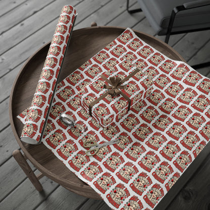 Holly Dolly Christmas Retro Holiday Portrait Wrapping Paper