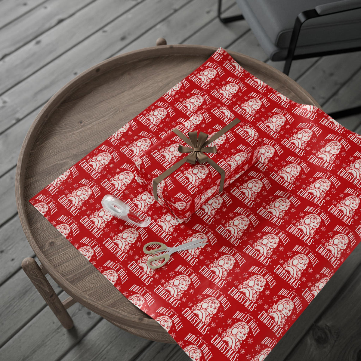 Holly Dolly Christmas Vintage Portrait Wrapping Paper | Red Christmas Holiday Gift Wrap Roll