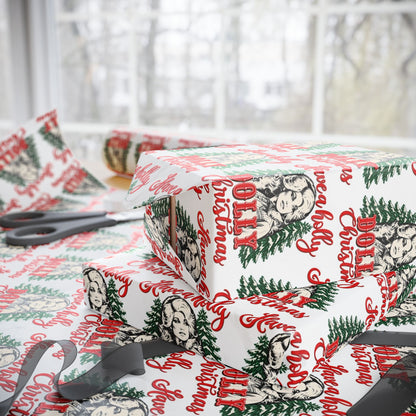 Have A Holly Dolly Christmas Snowy Pines Wrapping Paper