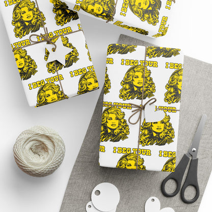 I Beg Your Parton Country Christmas Wrapping Paper | Retro Illustration Pattern gift wrap paper