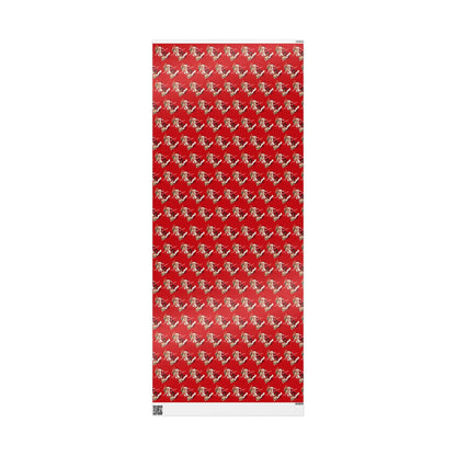 Wishing You A Holly Dolly Christmas Reindeer Wrapping Paper | Red Holiday Christmas Paper