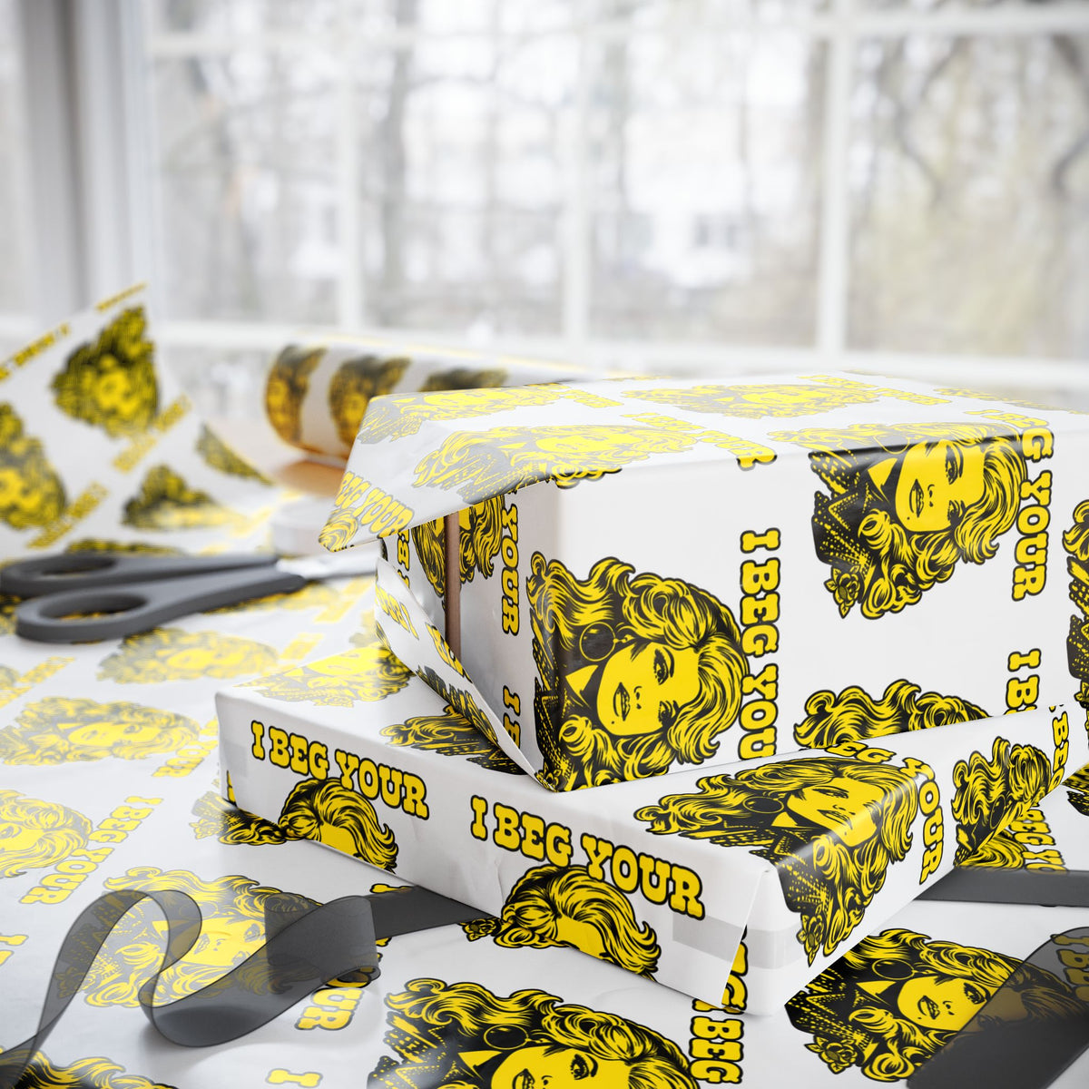 I Beg Your Parton Country Christmas Wrapping Paper | Retro Illustration Pattern gift wrap paper