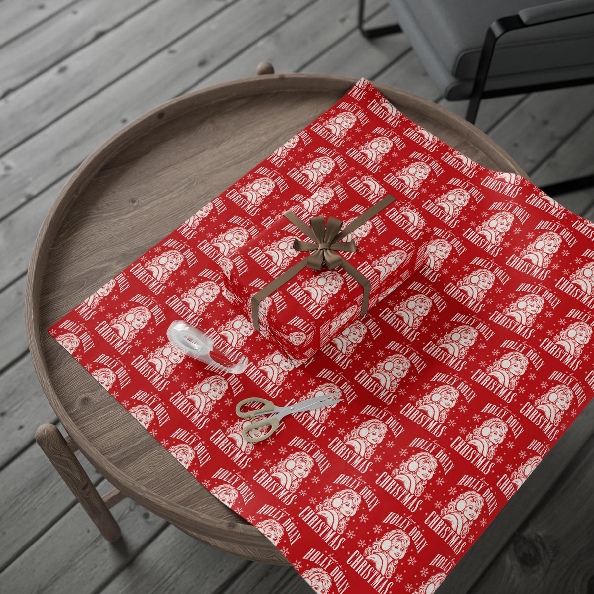 Holly Dolly Christmas Vintage Portrait Wrapping Paper | Red Christmas Holiday Gift Wrap Roll