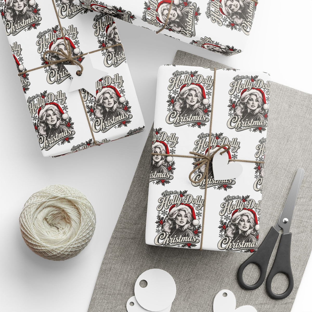 Have A Holly Dolly Christmas Snowy Pines Wrapping Paper
