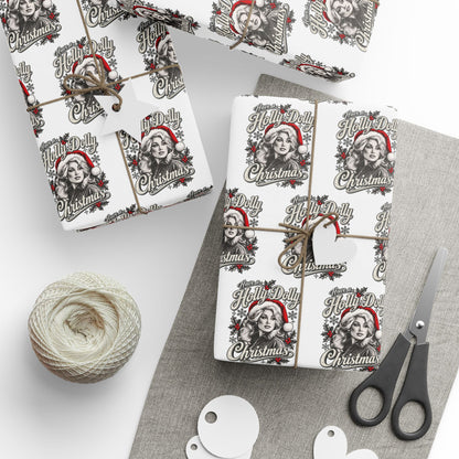 Have A Holly Dolly Christmas Snowy Pines Wrapping Paper