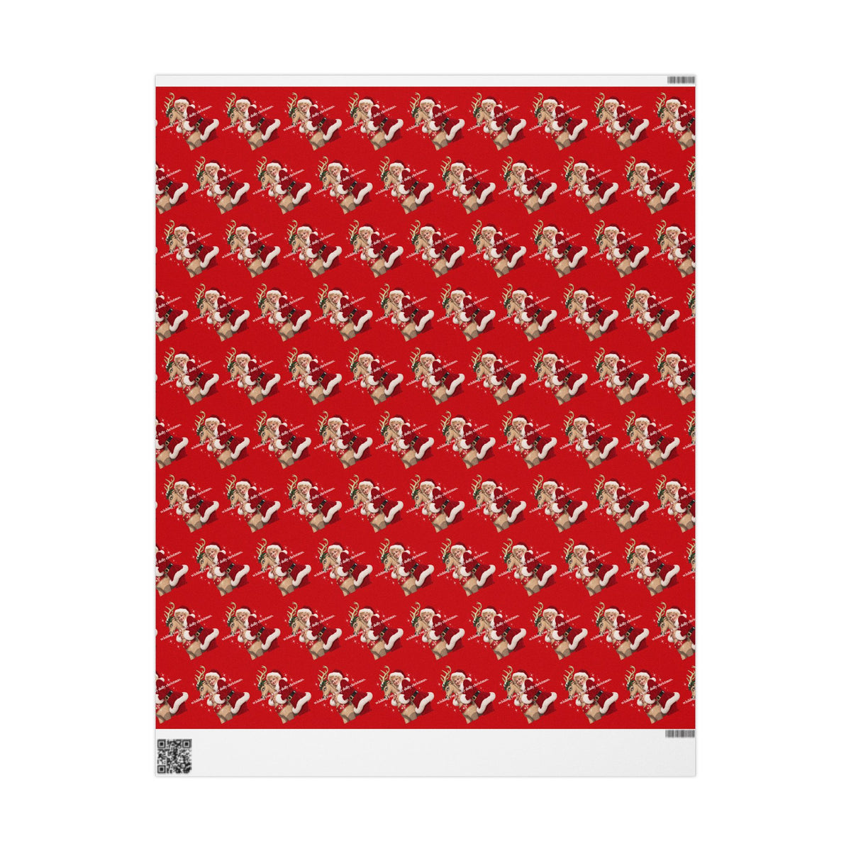 Wishing You A Holly Dolly Christmas Reindeer Wrapping Paper | Red Holiday Christmas Paper