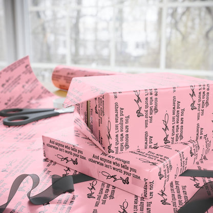 You are enough Have A Holly Dolly Christmas Country Music Wrapping Paper  | Pink Typography Gift Wrap