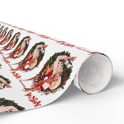 Santa Wreath Pattern Wrapping Paper | Holiday Christmas Gift Wrap Roll