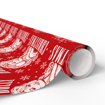 Holly Dolly Christmas Vintage Portrait Wrapping Paper | Red Christmas Holiday Gift Wrap Roll