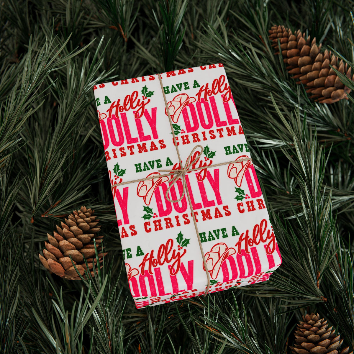 Have A Holly Dolly Christmas Cowgirl Hat Wrapping Paper