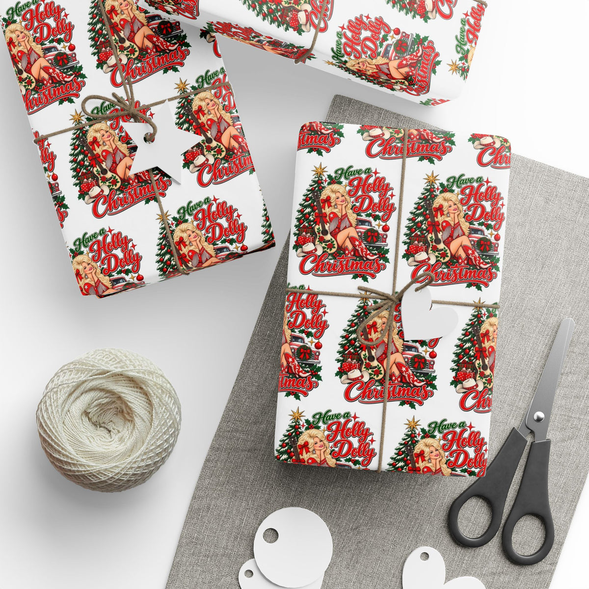 Holly Dolly Country Christmas Cowgirl Wrapping Paper | Christmas Holiday Gift Wrap Roll
