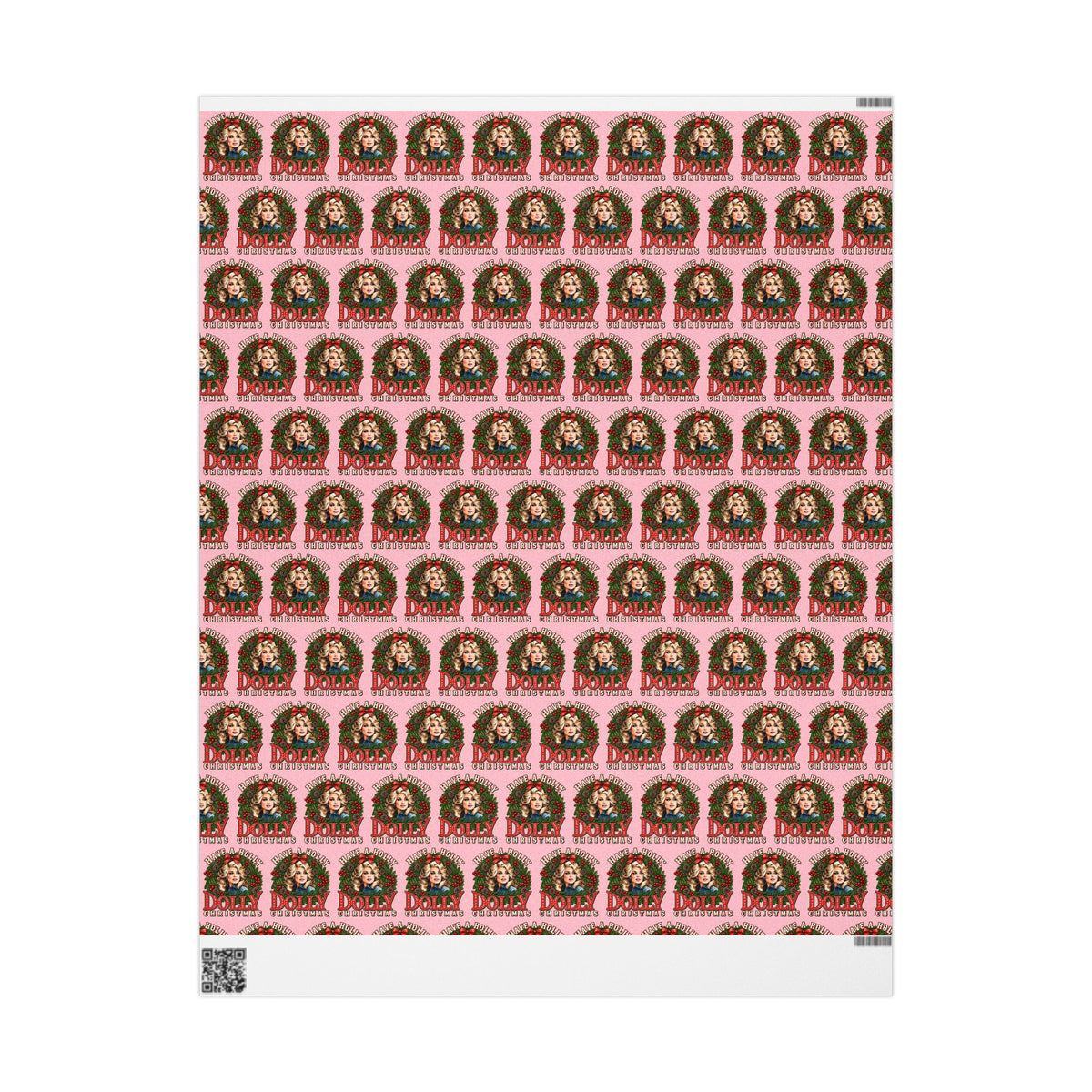 Have A Holly Dolly Christmas Wreath Portrait Wrapping Paper | Christmas Pattern