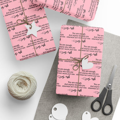 You are enough Have A Holly Dolly Christmas Country Music Wrapping Paper  | Pink Typography Gift Wrap