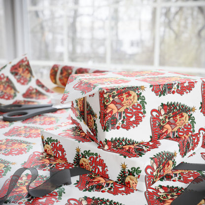 Holly Dolly Country Christmas Cowgirl Wrapping Paper | Christmas Holiday Gift Wrap Roll