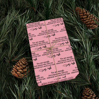 You are enough Have A Holly Dolly Christmas Country Music Wrapping Paper  | Pink Typography Gift Wrap