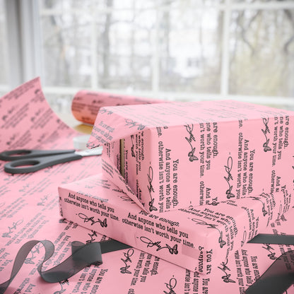 You are enough Have A Holly Dolly Christmas Country Music Wrapping Paper  | Pink Typography Gift Wrap