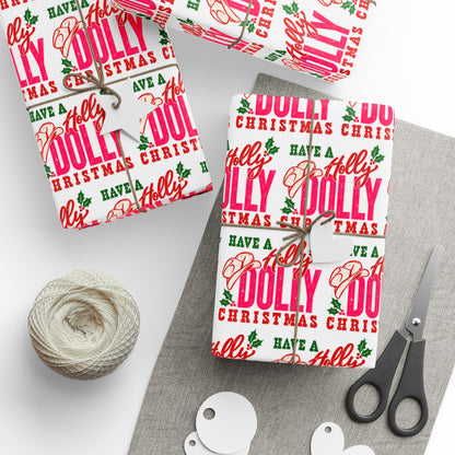 Have A Holly Dolly Christmas Cowgirl Hat Wrapping Paper