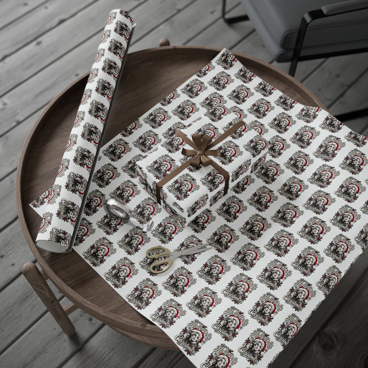 Have A Holly Dolly Christmas Snowy Pines Wrapping Paper