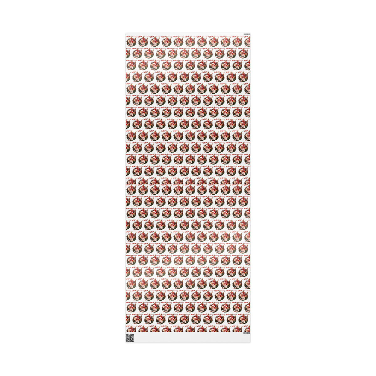 Santa Wreath Pattern Wrapping Paper | Holiday Christmas Gift Wrap Roll