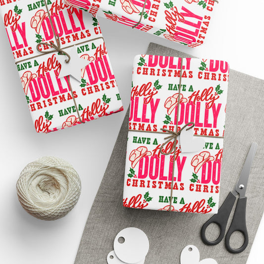 Have A Holly Dolly Christmas Cowgirl Hat Wrapping Paper