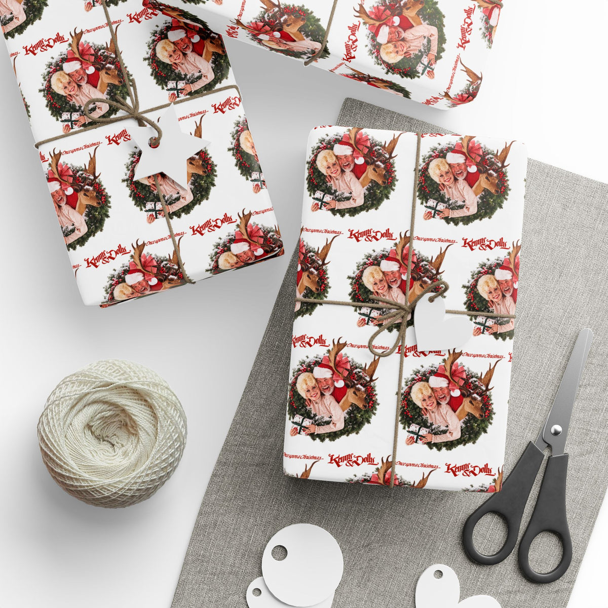 Santa Wreath Pattern Wrapping Paper | Holiday Christmas Gift Wrap Roll