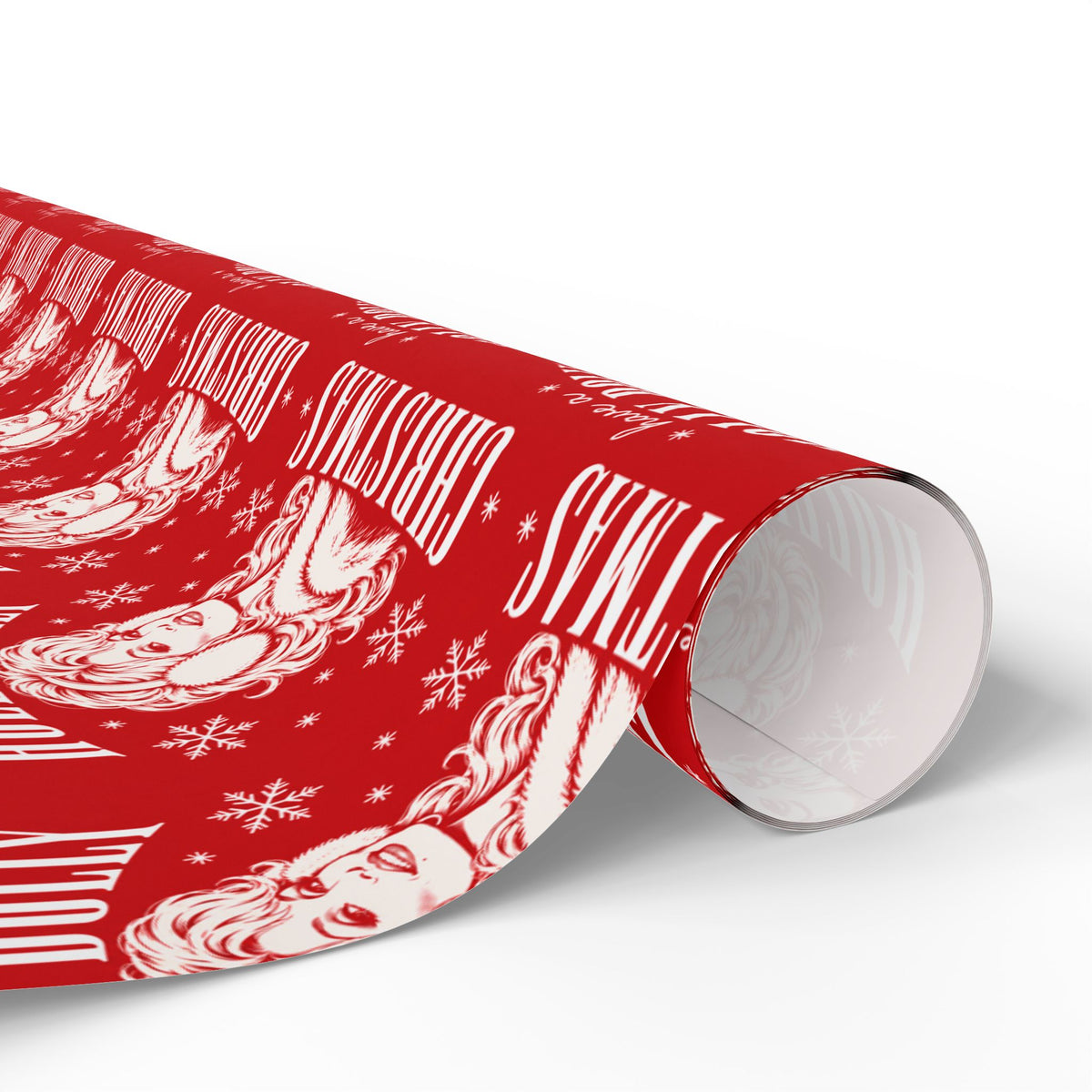 Holly Dolly Christmas Vintage Portrait Wrapping Paper | Red Christmas Holiday Gift Wrap Roll