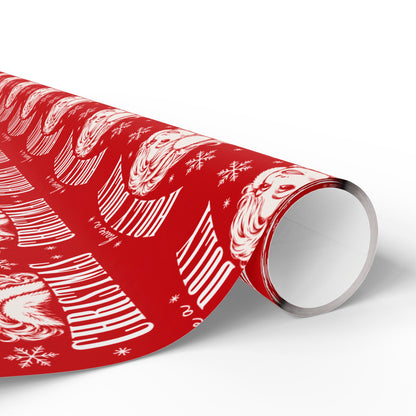 Holly Dolly Christmas Vintage Portrait Wrapping Paper | Red Christmas Holiday Gift Wrap Roll