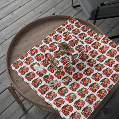 Holly Dolly Country Christmas Cowgirl Wrapping Paper | Christmas Holiday Gift Wrap Roll
