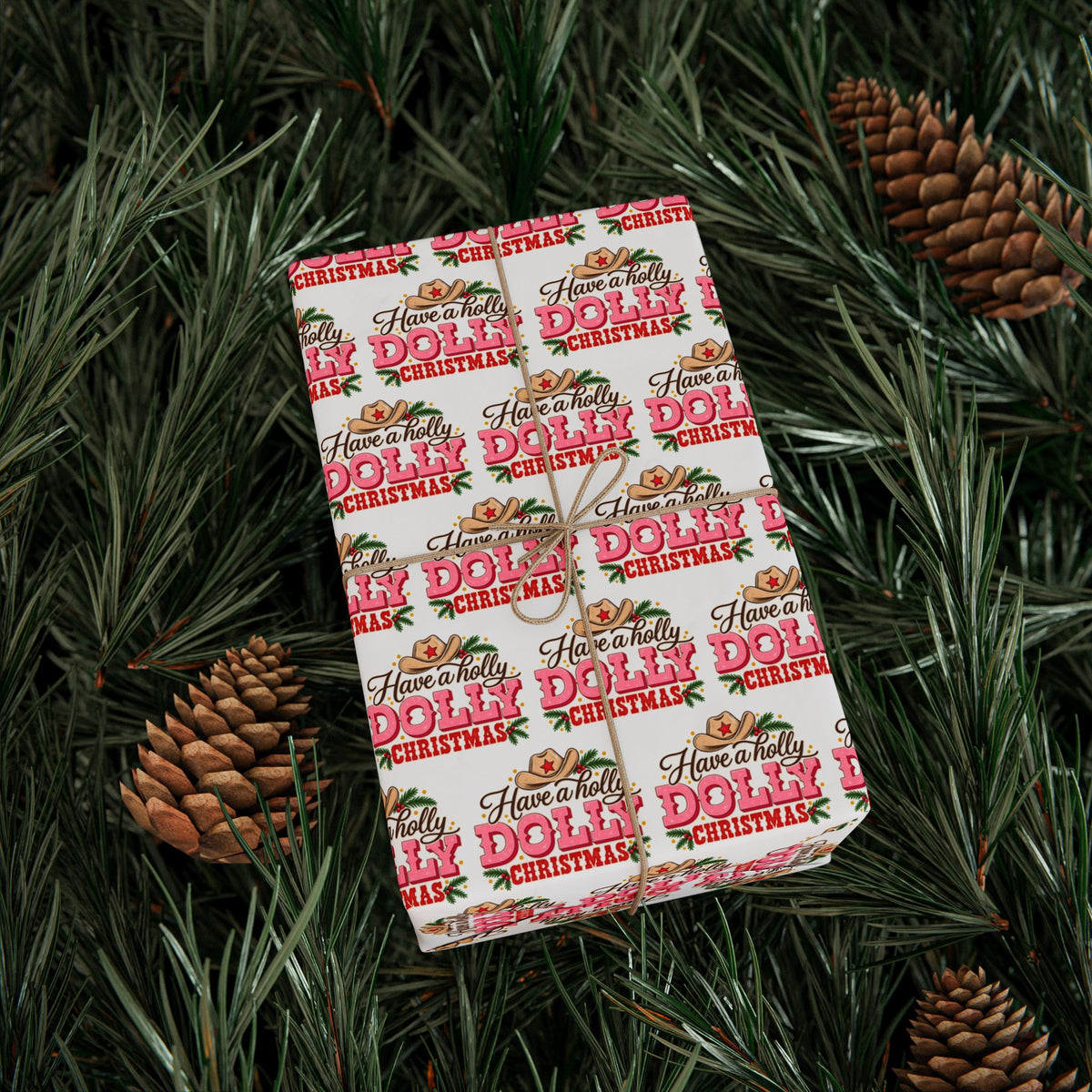 Have A Holly Dolly Christmas Western Wrapping Paper