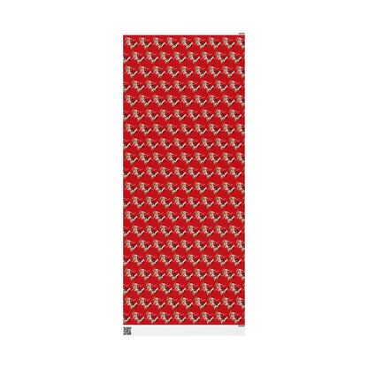 Wishing You A Holly Dolly Christmas Reindeer Wrapping Paper | Red Holiday Christmas Paper