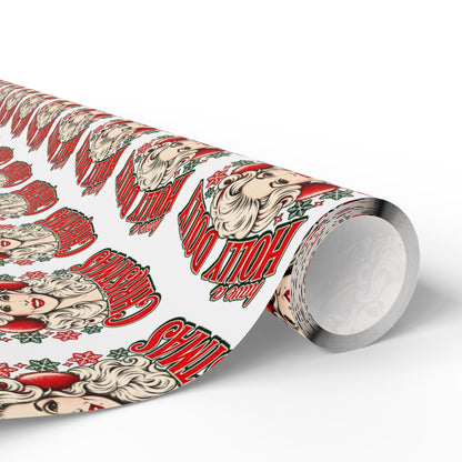 Holly Dolly Christmas Retro Holiday Portrait Wrapping Paper