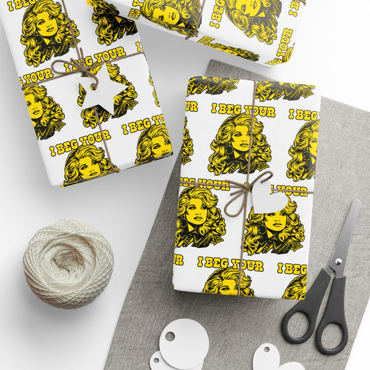 I Beg Your Parton Country Christmas Wrapping Paper | Retro Illustration Pattern gift wrap paper