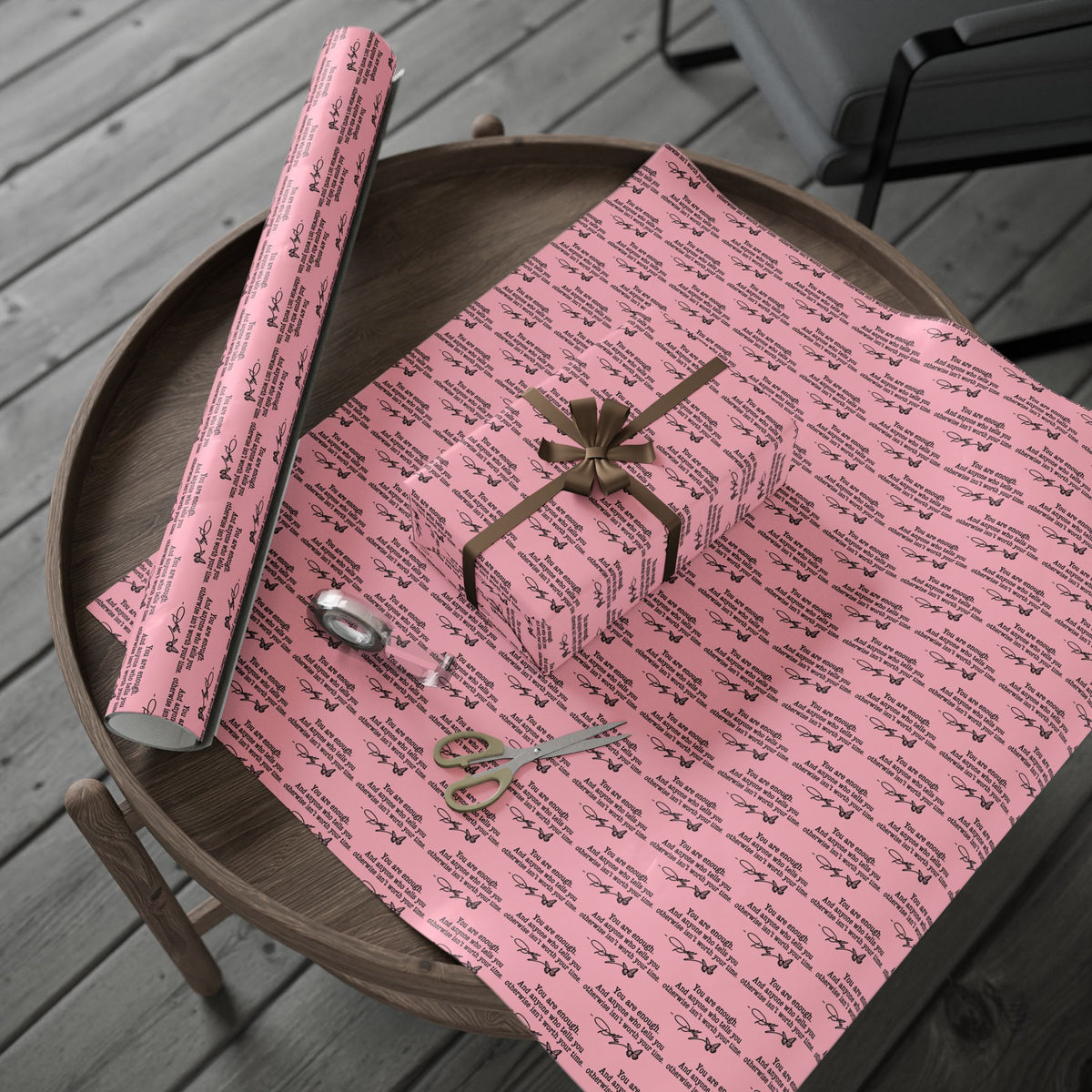 You are enough Have A Holly Dolly Christmas Country Music Wrapping Paper  | Pink Typography Gift Wrap