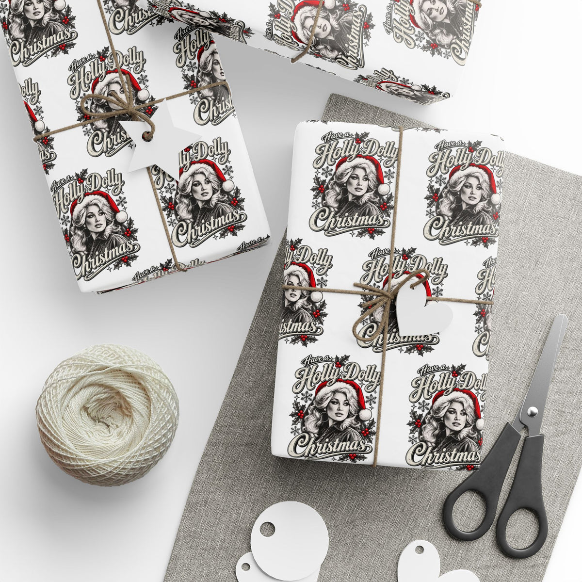 Have A Holly Dolly Christmas Snowy Pines Wrapping Paper