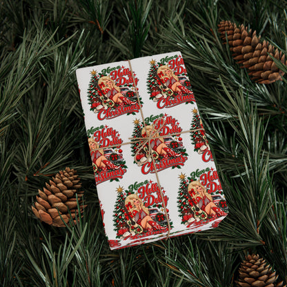 Holly Dolly Country Christmas Cowgirl Wrapping Paper | Christmas Holiday Gift Wrap Roll