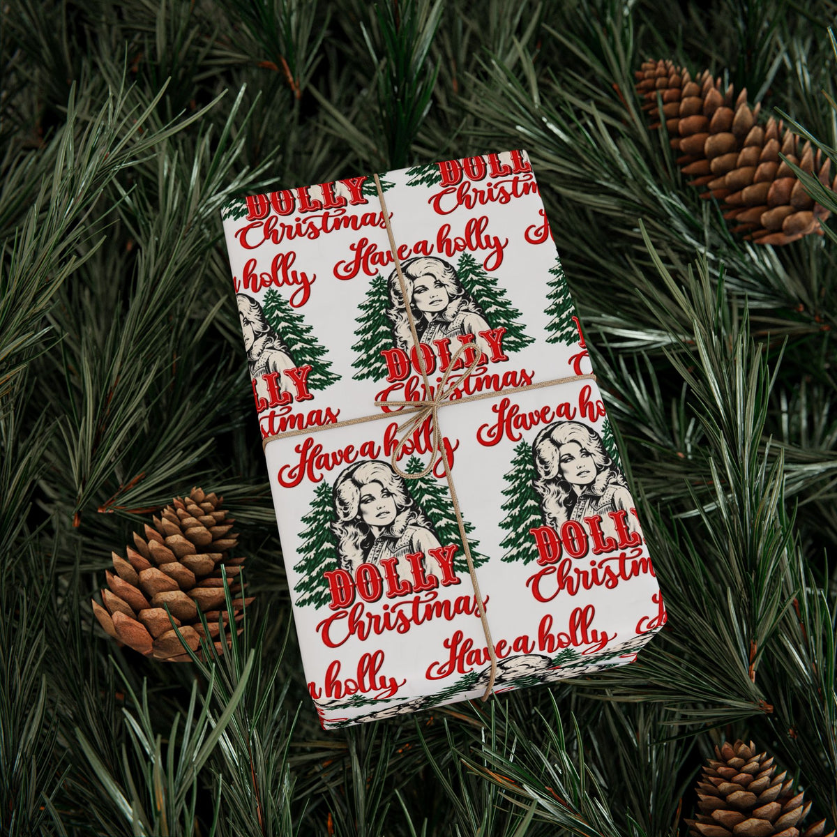 Have A Holly Dolly Christmas Snowy Pines Wrapping Paper