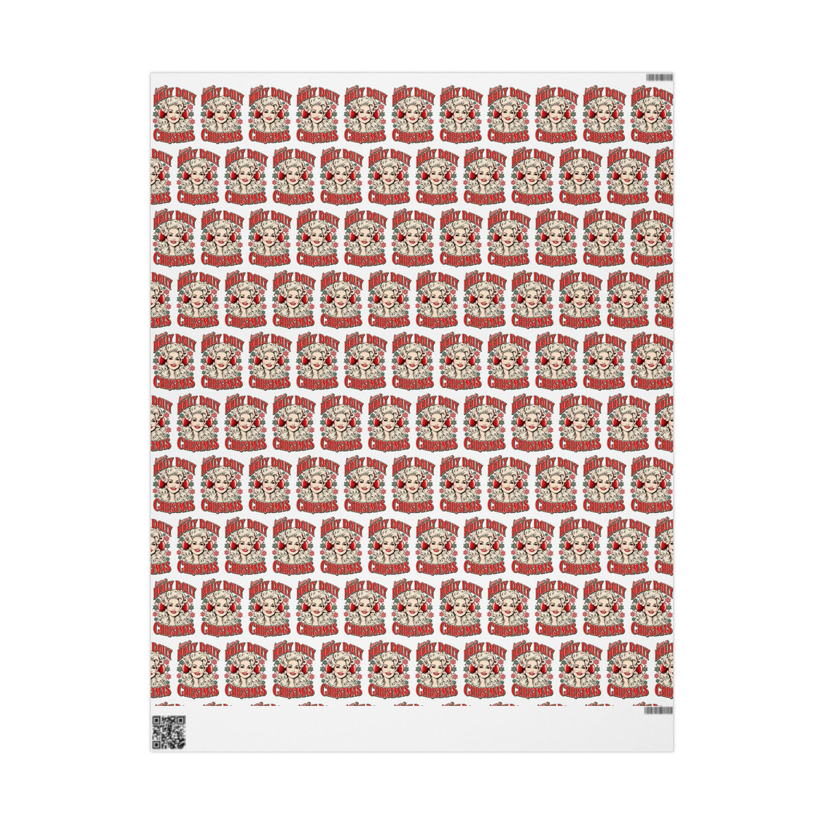 Holly Dolly Christmas Retro Holiday Portrait Wrapping Paper