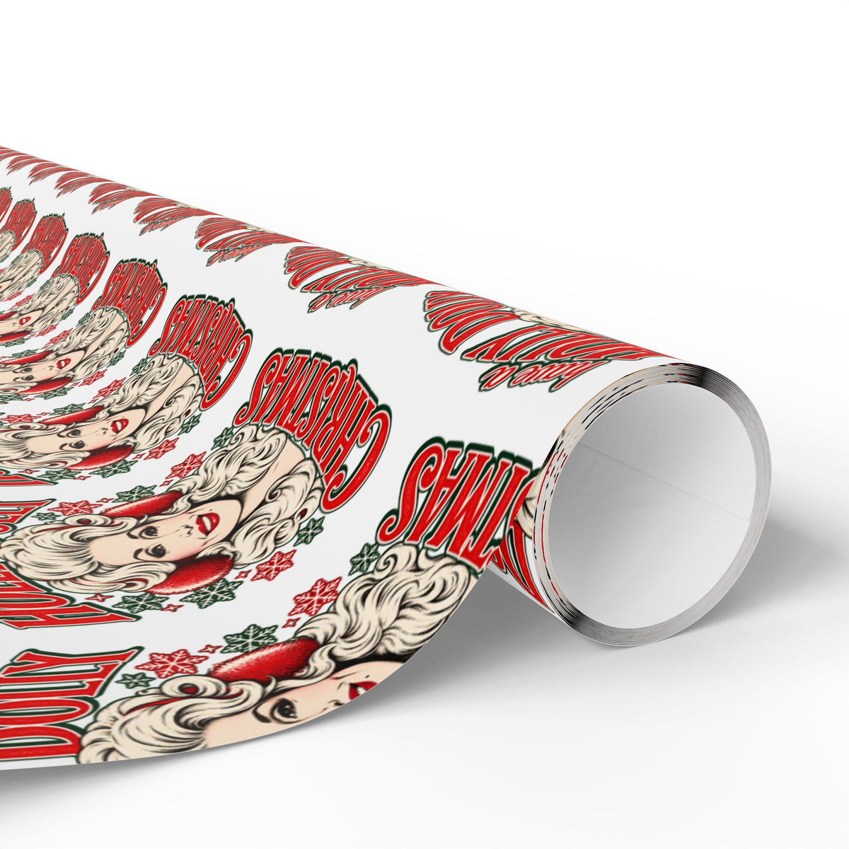 Holly Dolly Christmas Retro Holiday Portrait Wrapping Paper