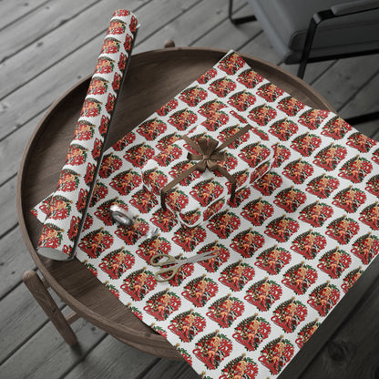 Holly Dolly Country Christmas Cowgirl Wrapping Paper | Christmas Holiday Gift Wrap Roll