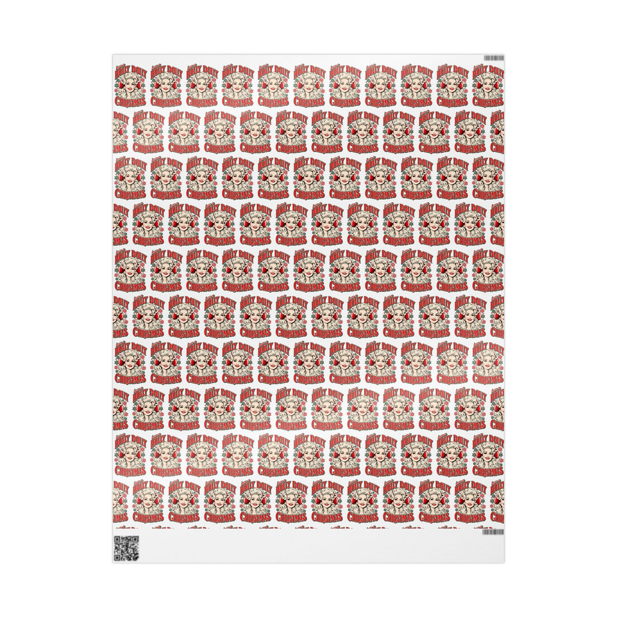 Holly Dolly Christmas Retro Holiday Portrait Wrapping Paper