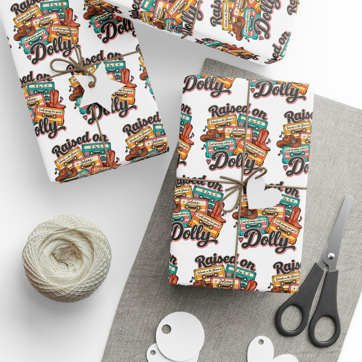 Raised On Dolly Retro Country Christmas Wrapping Paper