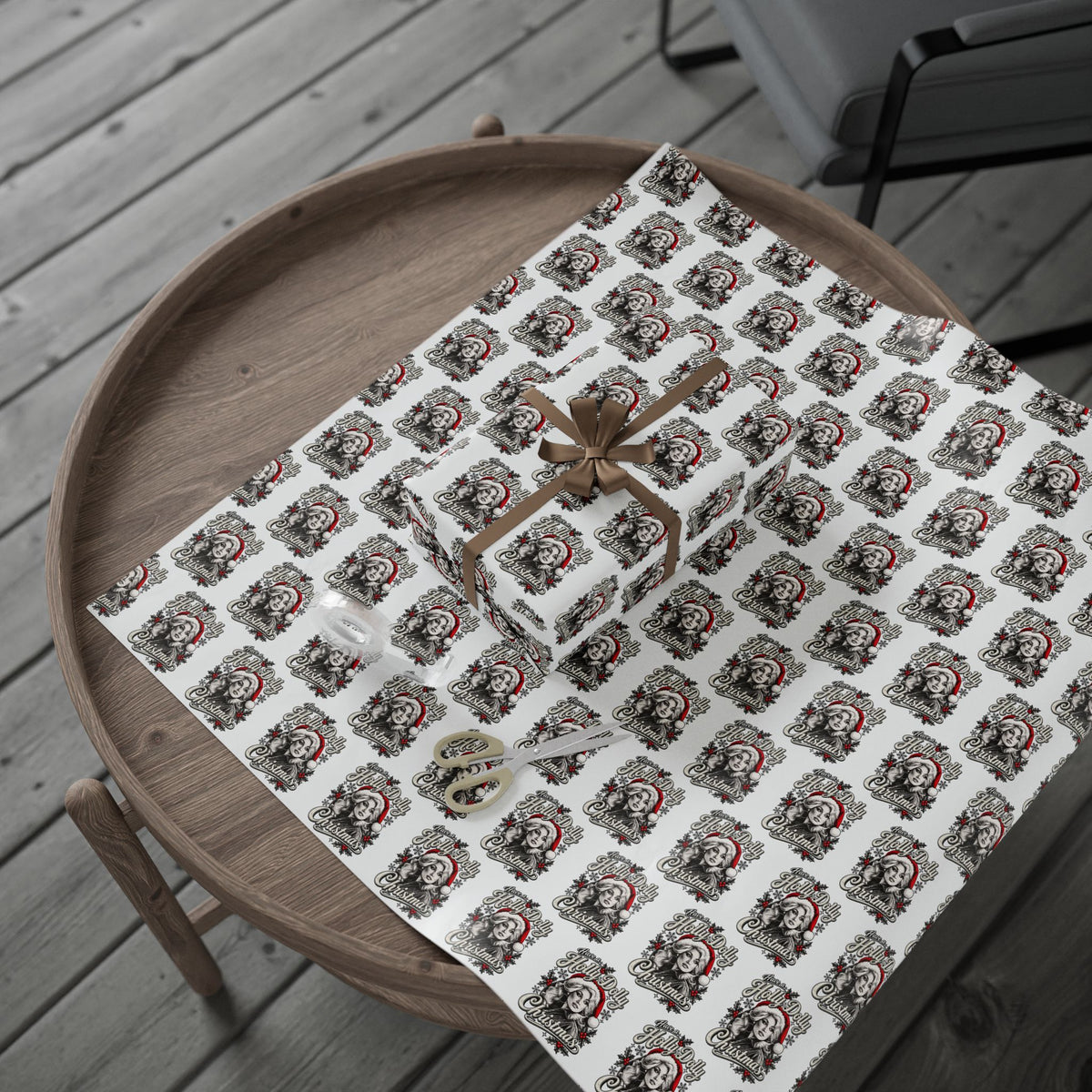 Have A Holly Dolly Christmas Snowy Pines Wrapping Paper