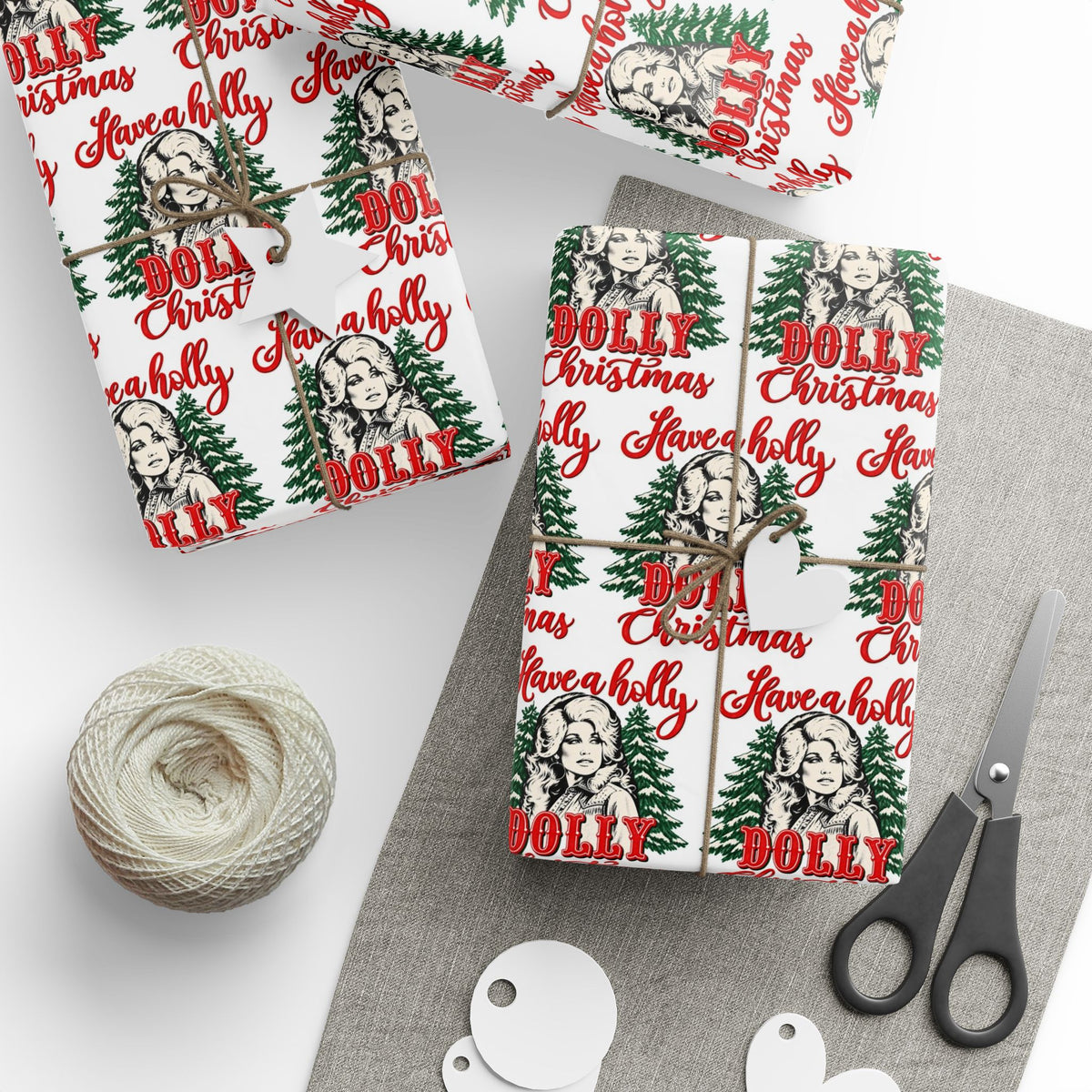 Have A Holly Dolly Christmas Snowy Pines Wrapping Paper